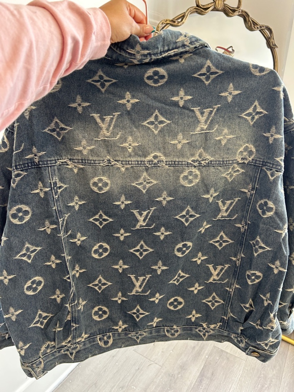 Blue Monogram Distressed Denim Jacket - Picture 2 of 2